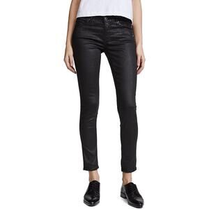 AG Minimalist Coated Leatherette Legging Ankle Jean Size 30 Black Grunge Edgy